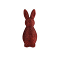 Red Glitter Woven Bunny Decor – Polystyrene Core Paper Rope Easter Rabbit Figurine
