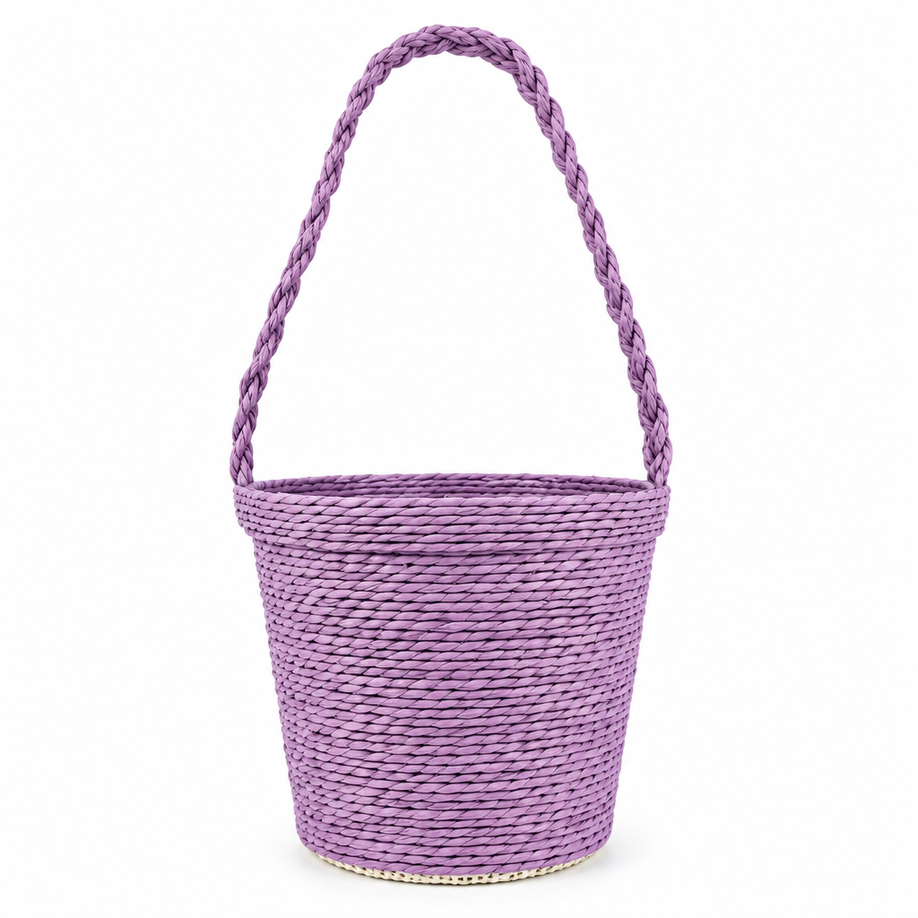 Handwoven Purple Carry Basket for Gifts, Flowers & Home Storage