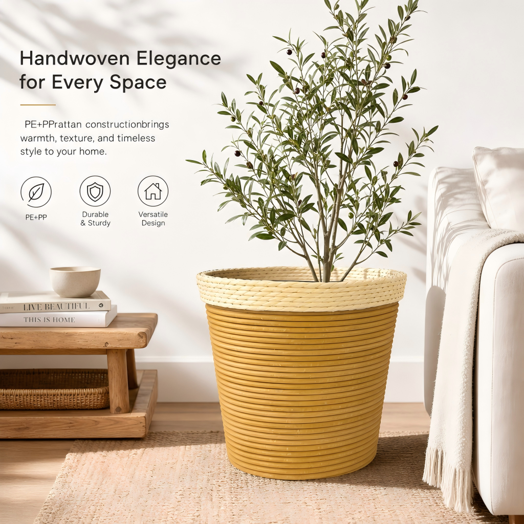 Eco-Friendly Handwoven Paper Rope Storage Basket for Home Organization