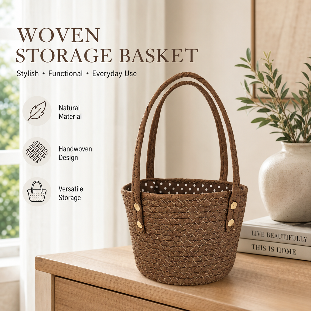 Custom Handmade Paper Rope Basket Bag | Eco-Friendly Woven Basket Manufacturer