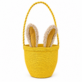 Yellow Handwoven Bunny Basket with Plush Ears – Kids Easter Gift & Storage Basket