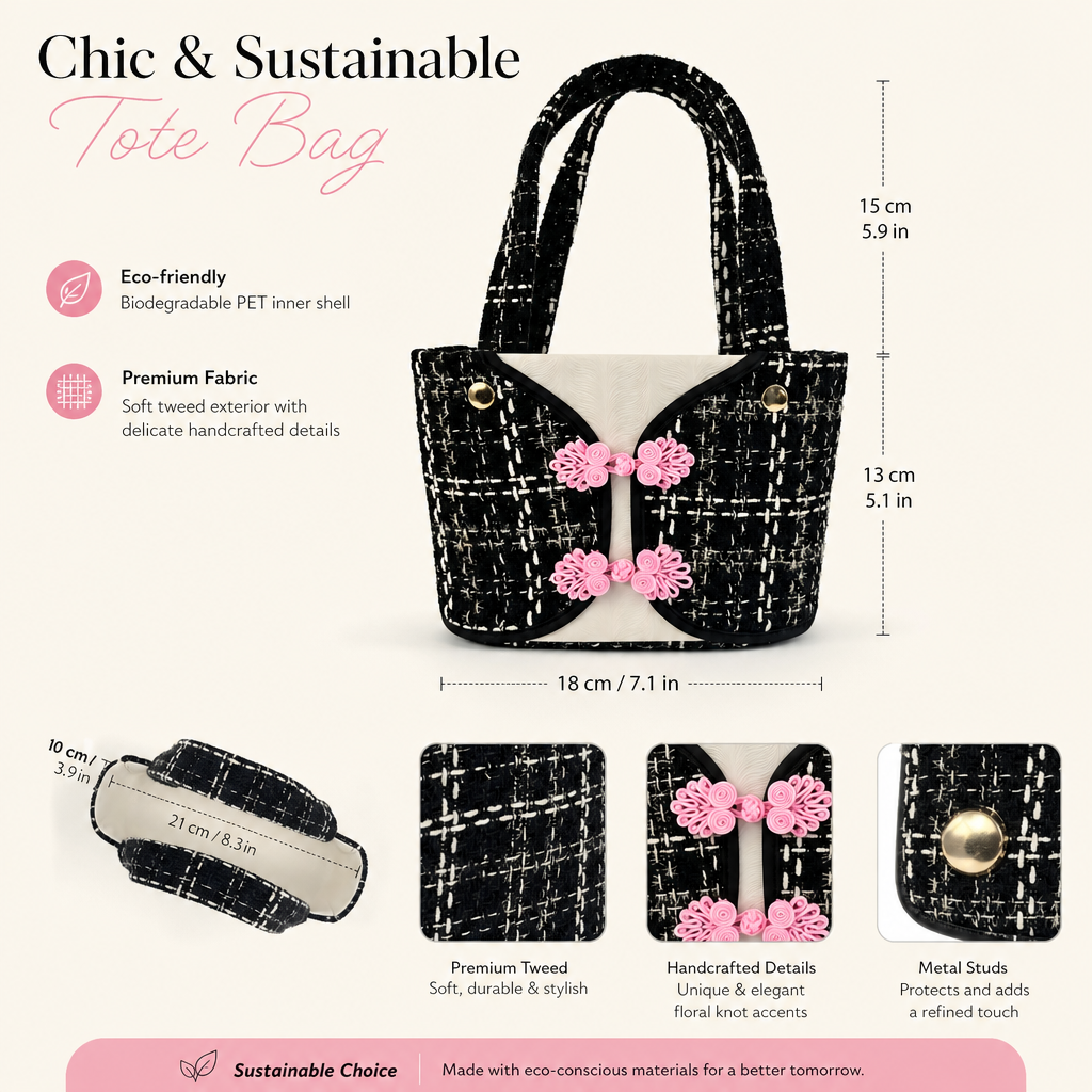 Custom Tweed Tote Bag | Handmade Eco-Friendly Fashion Handbag Manufacturer