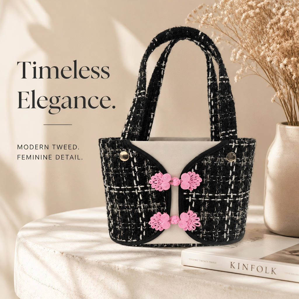 Custom Tweed Tote Bag | Handmade Eco-Friendly Fashion Handbag Manufacturer