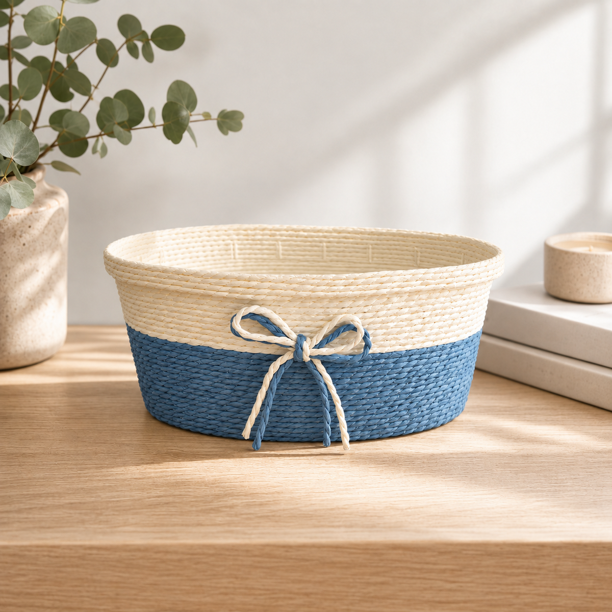 Handwoven Paper Rope Storage Basket – Eco-Friendly & Durable Organizer