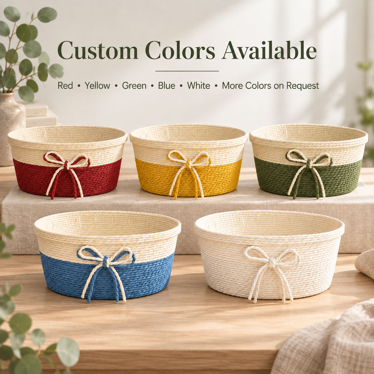 Handwoven Paper Rope Storage Basket – Eco-Friendly & Durable Organizer