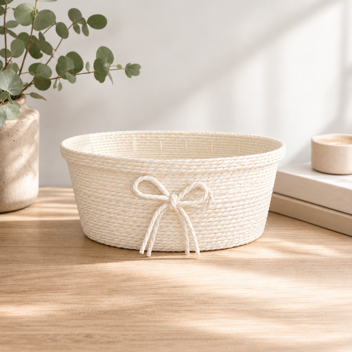 Handwoven Paper Rope Storage Basket – Eco-Friendly & Durable Organizer
