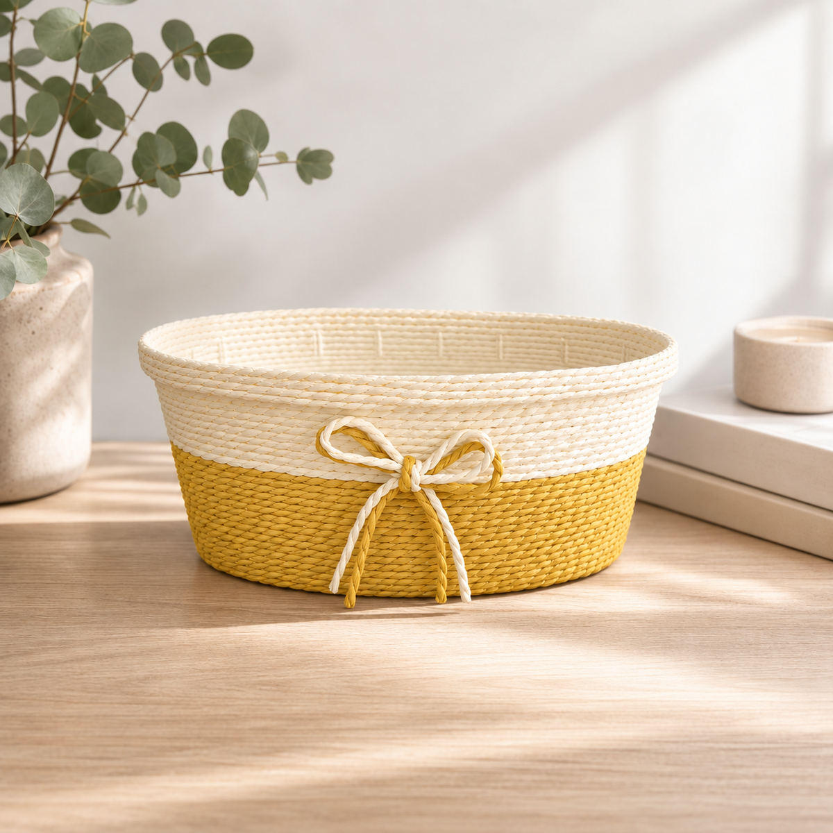 Handwoven Paper Rope Storage Basket – Eco-Friendly & Durable Organizer