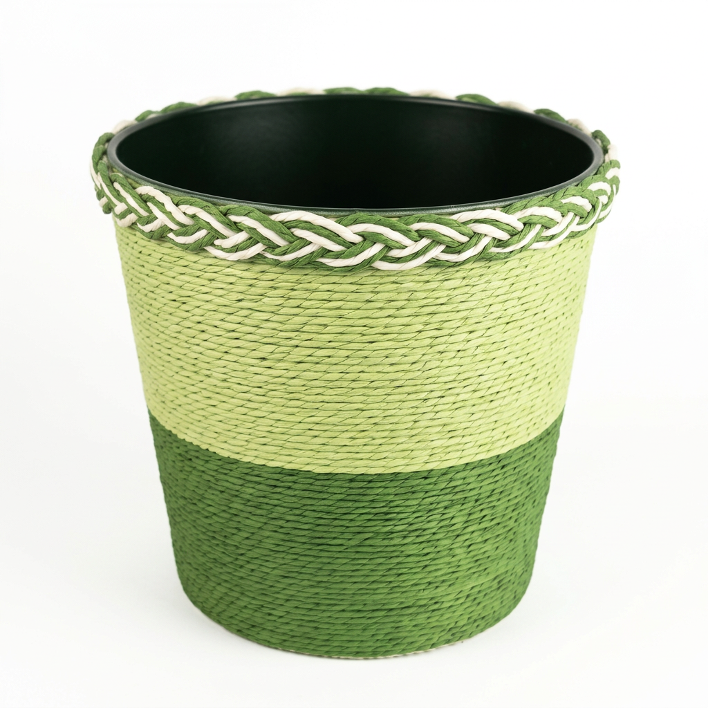 Handwoven Green Storage Basket, Natural Eco-Friendly Home Organizer, Multipurpose Decorative Woven Basket