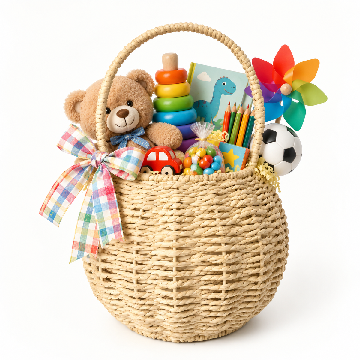 Custom Natural Paper Rope Gift Basket with Round Woven Design & Handle | Handmade Gift Basket for Holidays & Special Occasions
