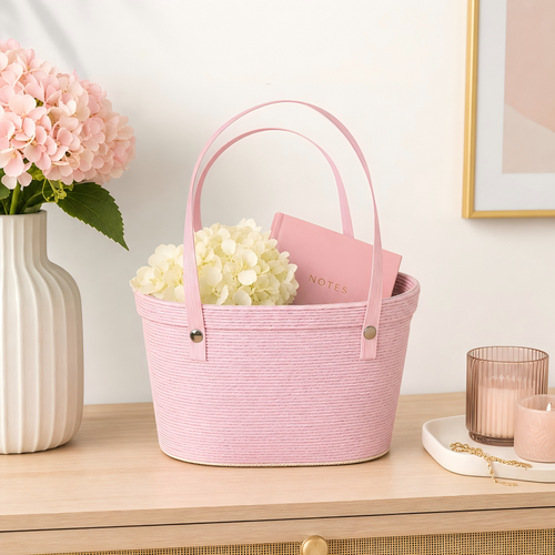 Custom Handmade Paper Rope Gift Basket | Eco-Friendly Woven Basket with PET Liner