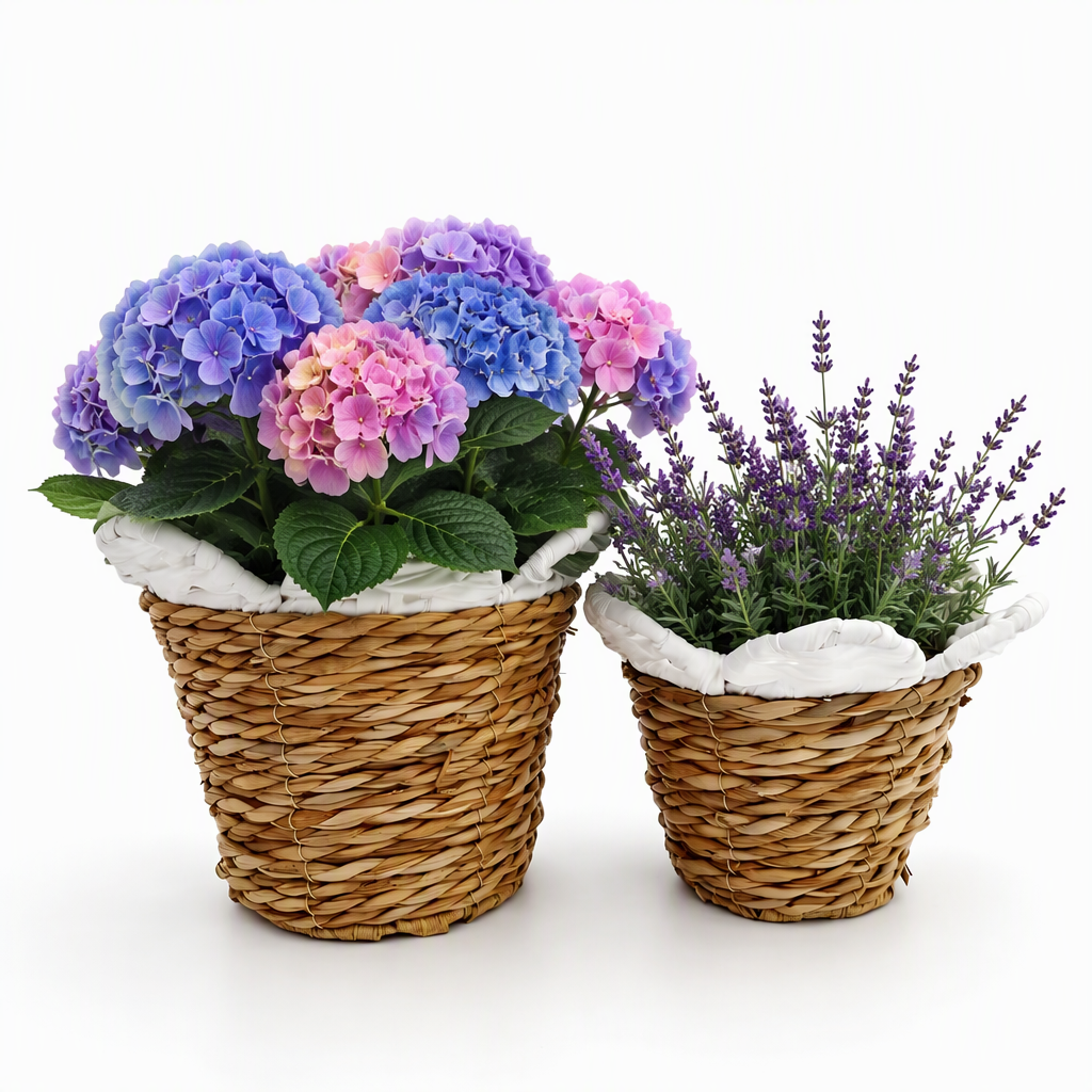 Handwoven Natural Cattail Storage Baskets Set of 2 – Durable PE + PP Wicker Baskets for Home Décor & Organization