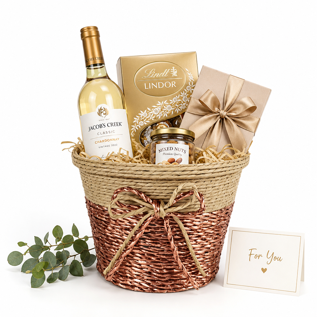 Custom Woven Christmas Gift Basket with Elegant Bow Detail | Handmade Holiday Planter & Gift Basket