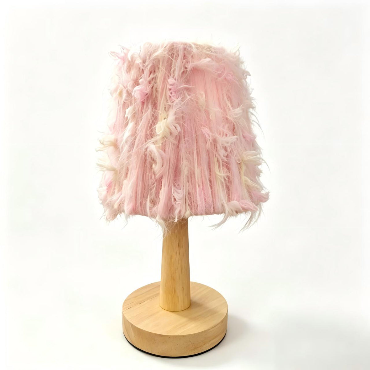 Handcrafted Pink Cotton Rope Table Lamp with Iron Frame & Wooden Base – 25 cm