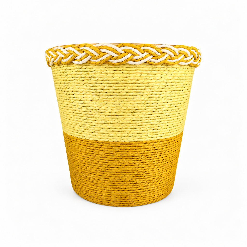 Handwoven Green Storage Basket, Natural Eco-Friendly Home Organizer, Multipurpose Decorative Woven Basket