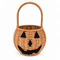 Halloween Woven Pumpkin Basket with Handle for Candy, Gifts & Trick-or-Treat