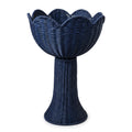Blue Faux Rattan Storage Basket with Iron Frame – 32.5 × 55 cm Decorative Display Basket