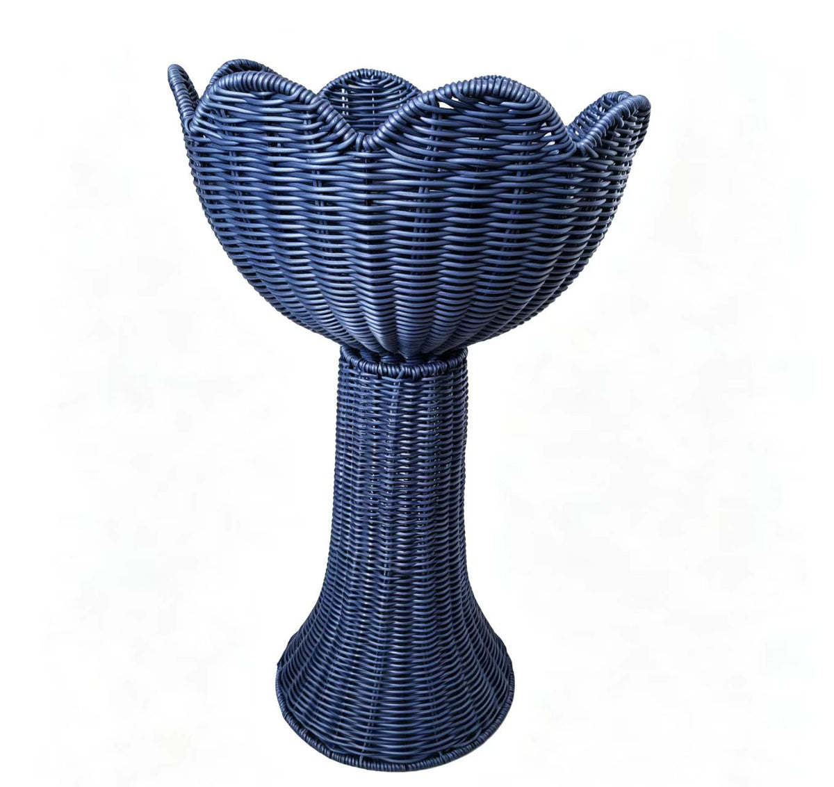 Blue Faux Rattan Storage Basket with Iron Frame – 32.5 × 55 cm Decorative Display Basket