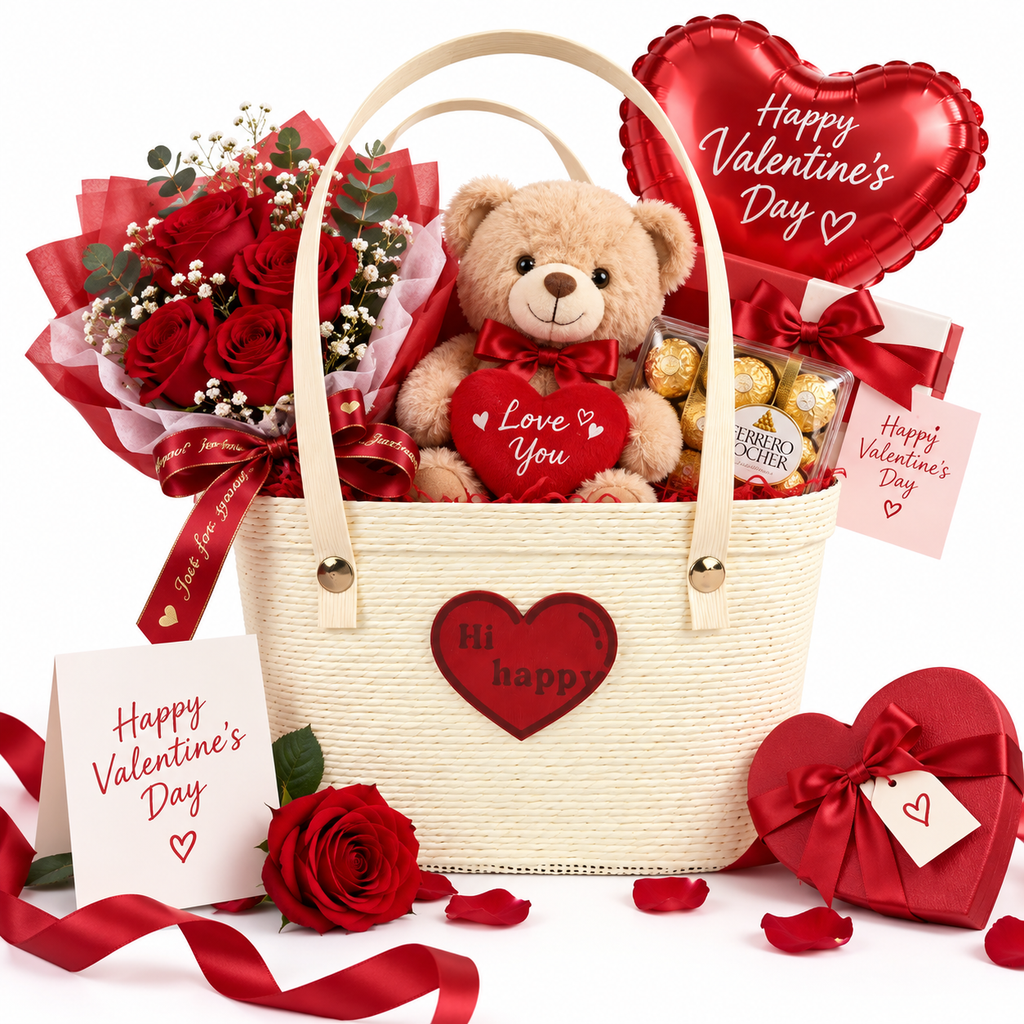Eco-Friendly Handwoven Paper Rope Gift Basket with Biodegradable PET Lining – Reusable Tote Basket with Heart Detail, Custom Size, Color & Design
