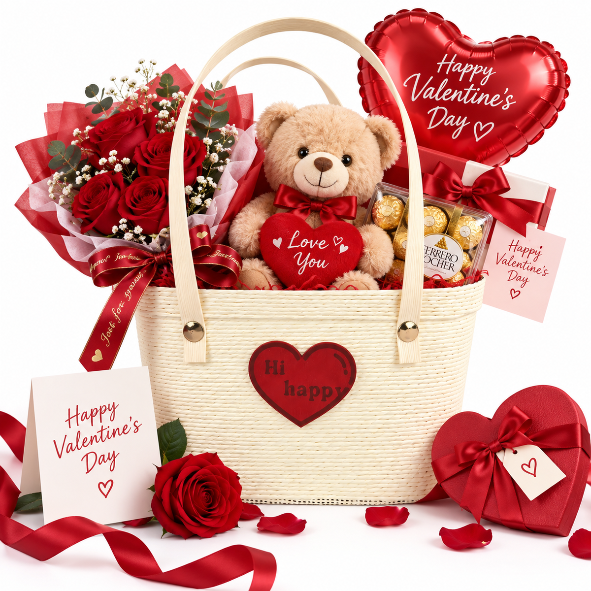 Eco-Friendly Handwoven Paper Rope Gift Basket with Biodegradable PET Lining – Reusable Tote Basket with Heart Detail, Custom Size, Color & Design