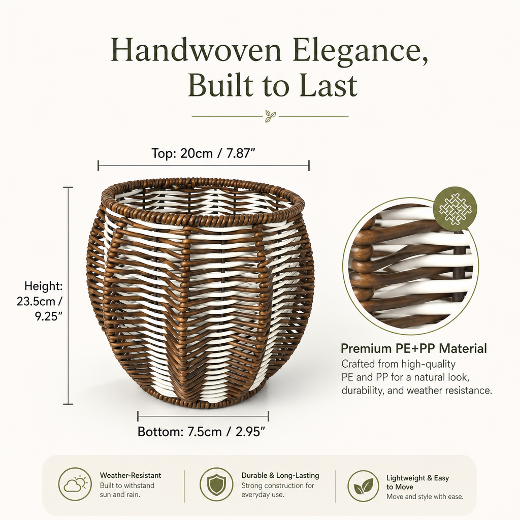 Handwoven PE & PP Wicker Storage Basket – Decorative & Durable Home Organizer