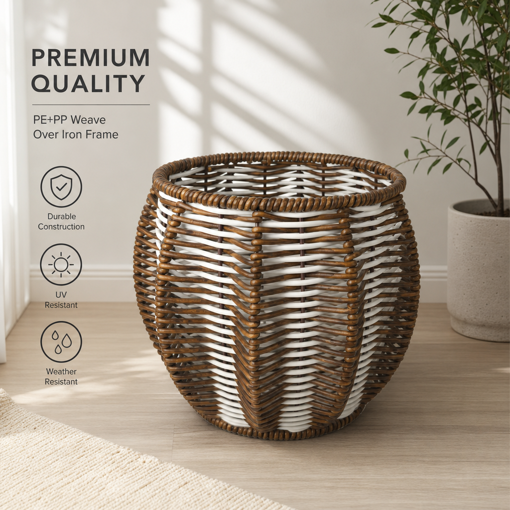 Handwoven PE & PP Wicker Storage Basket – Decorative & Durable Home Organizer