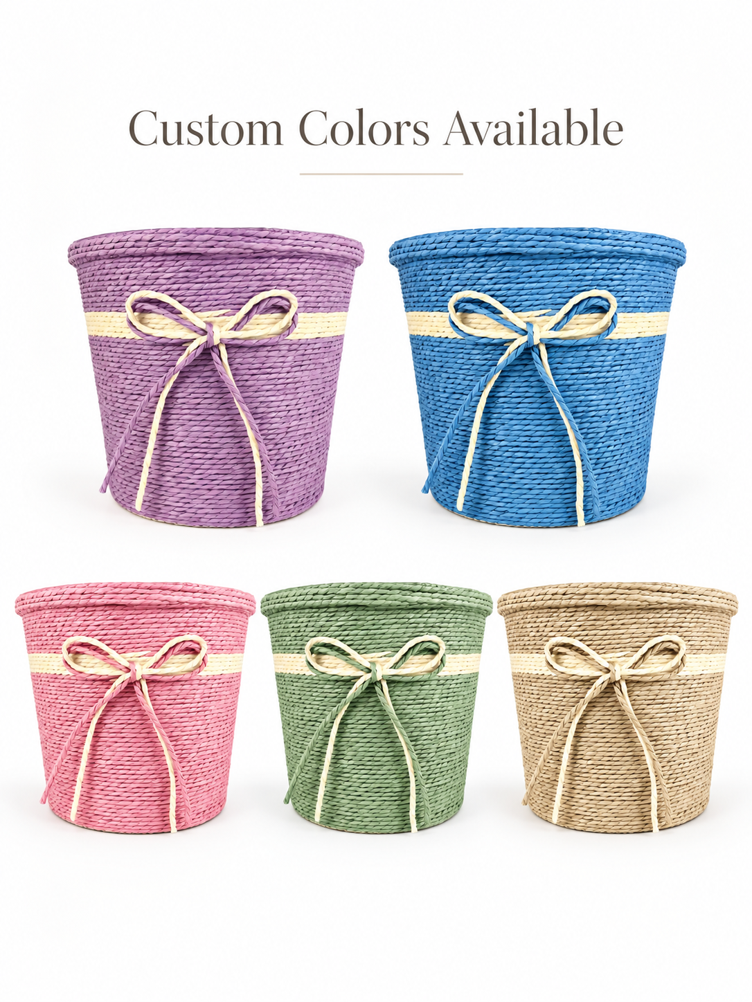 Handwoven Storage Basket with Bow – Multipurpose Decorative Home Organizer