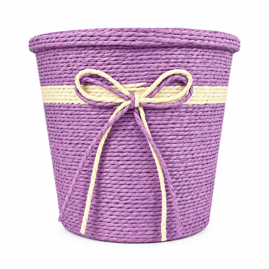 Handwoven Storage Basket with Bow – Multipurpose Decorative Home Organizer