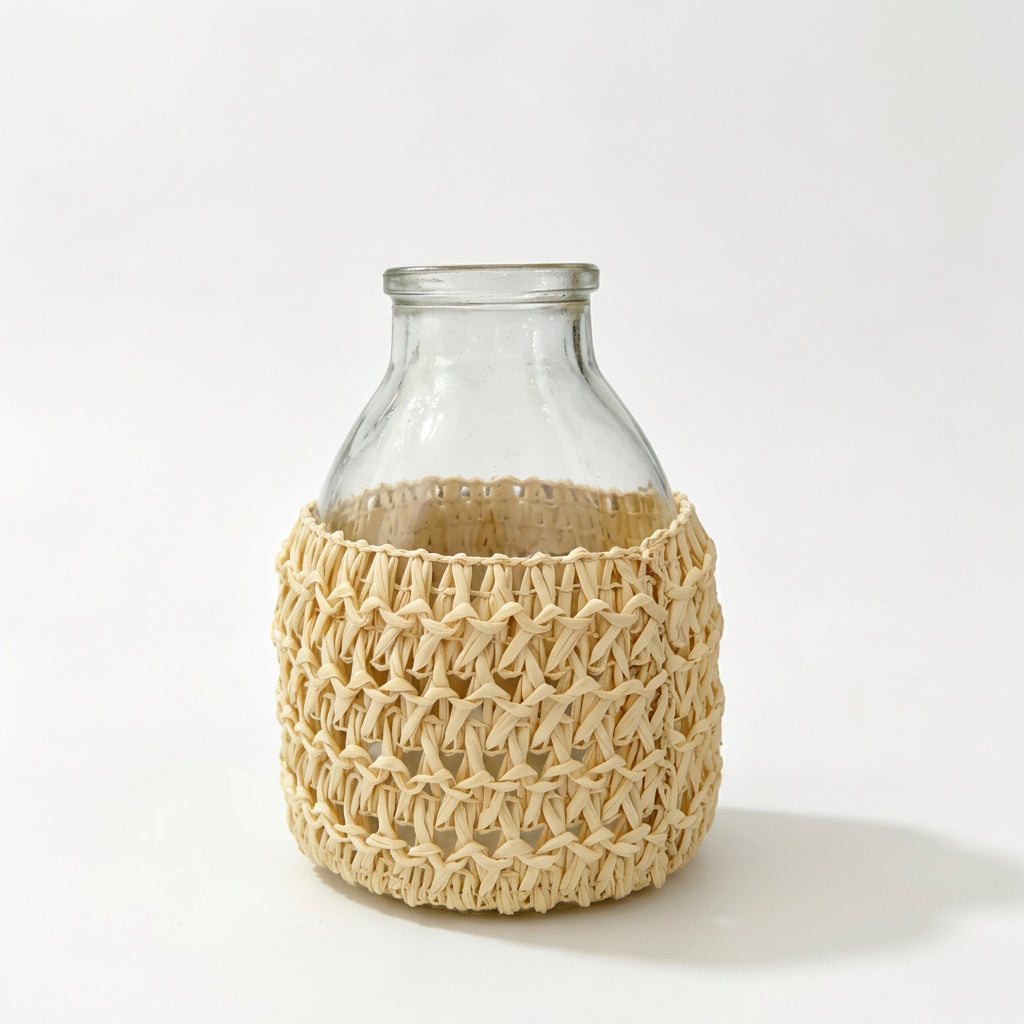 Natural Paper Woven Glass Aroma Bottle Cover – Decorative Diffuser Holder