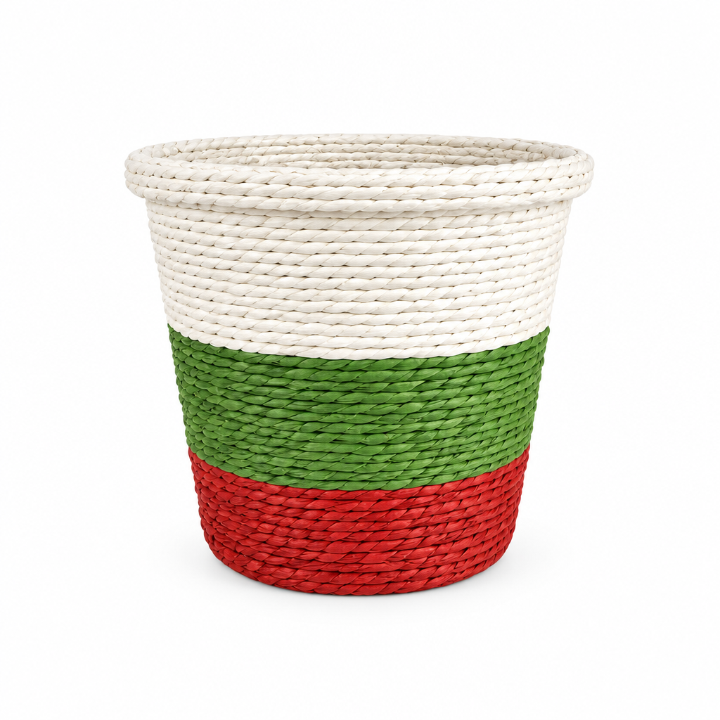 Tricolor Handwoven Paper Rope Storage Basket | Round Decorative Planter Cover Basket | Home Desktop Organizer