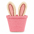 Cute Pink Woven Bunny Basket for Easter Gifts, Kids Room & Holiday Décor