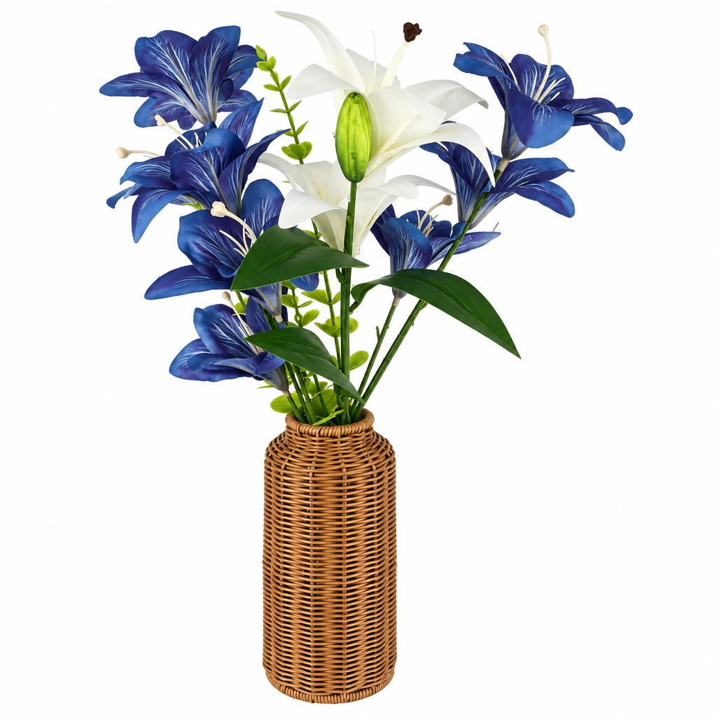 Handwoven PE+PP Wicker Vase – Decorative Rattan-Style Flower Vase for Home Décor