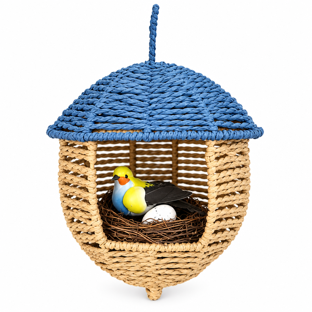 Handwoven Paper Rope Bird Nest – Natural Hanging Bird House for Home & Garden Decor