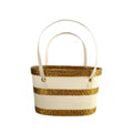 Handwoven White & Gold Gift Basket with Biodegradable PET Inner Shell and Riveted Handles