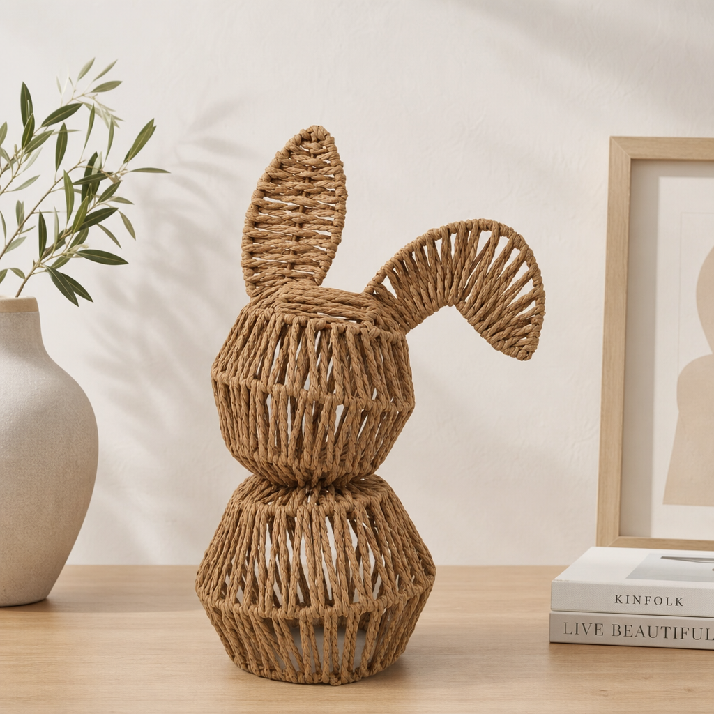 Handcrafted Paper Rope Bunny – Natural Woven Rabbit Home Decor