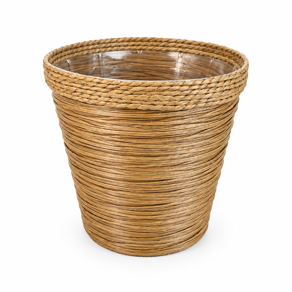 Woven PE+PP Planter Basket – Handmade-Style Decorative Plant Holder for Home & Garden