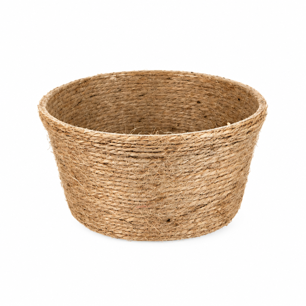 Handwoven Natural Jute Rope Planter Basket with Biodegradable PET Liner – Compact Rustic Plant Pot Cover