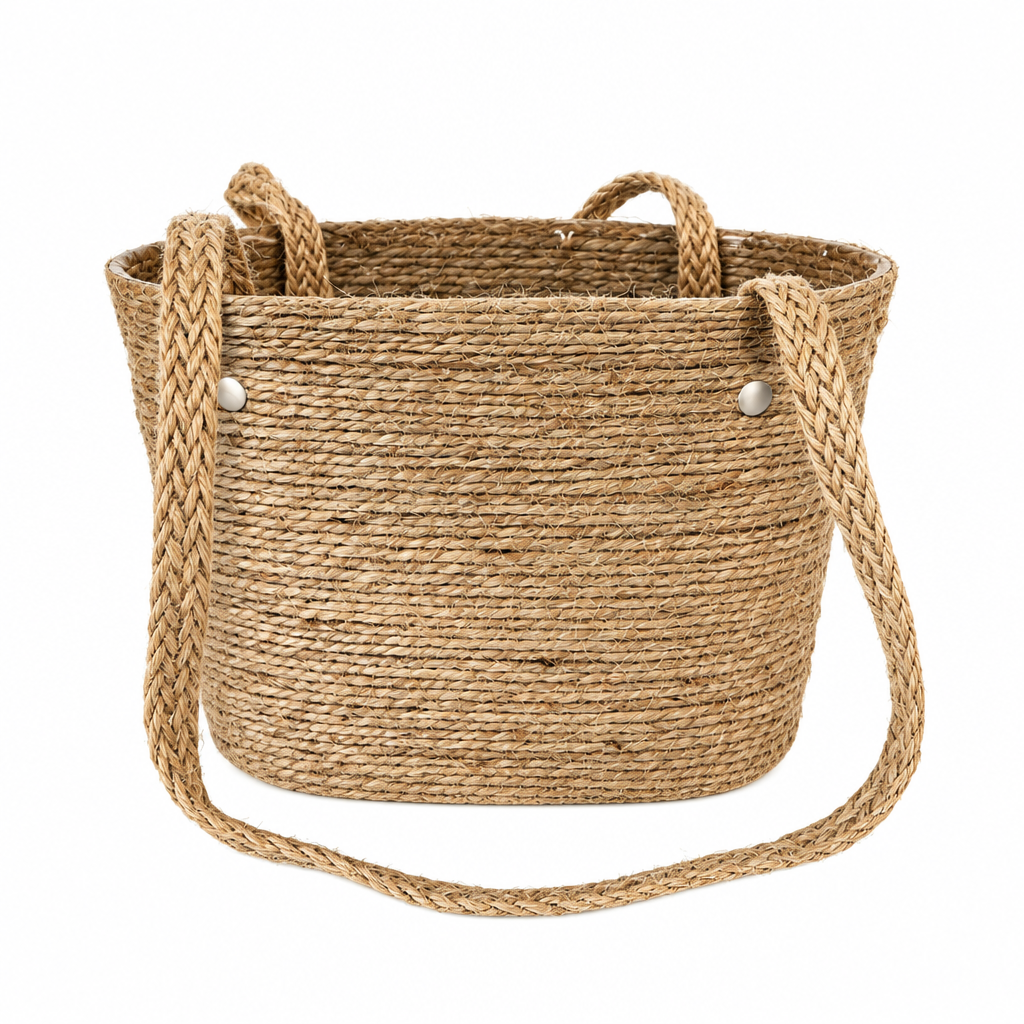 Natural Jute Carry Basket with Braided Handles – Rustic Gift, Floral & Storage Basket