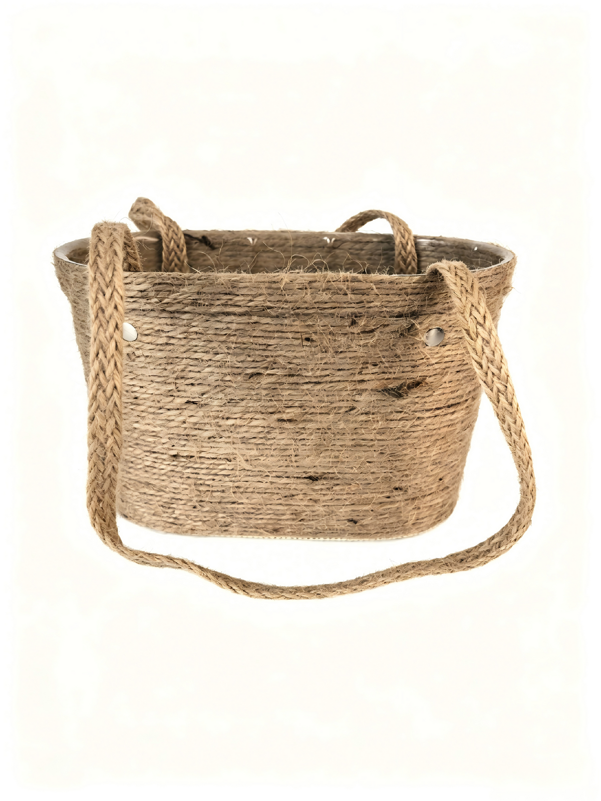 Natural Jute Carry Basket with Braided Handles – Rustic Gift, Floral & Storage Basket
