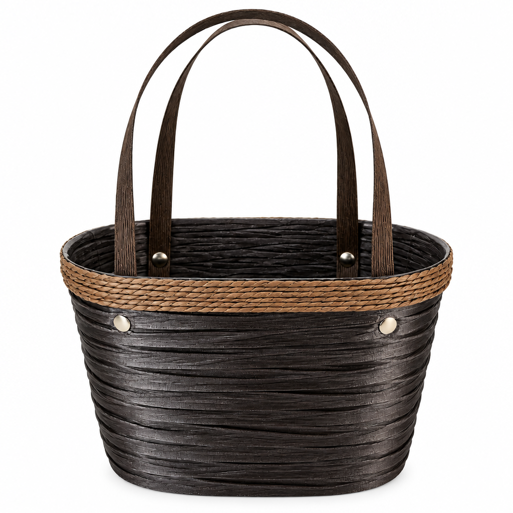 Custom Black PE+PP Rattan Hanging Gift Basket with Woven Design | Durable & Lightweight Basket for Gifts & Storage