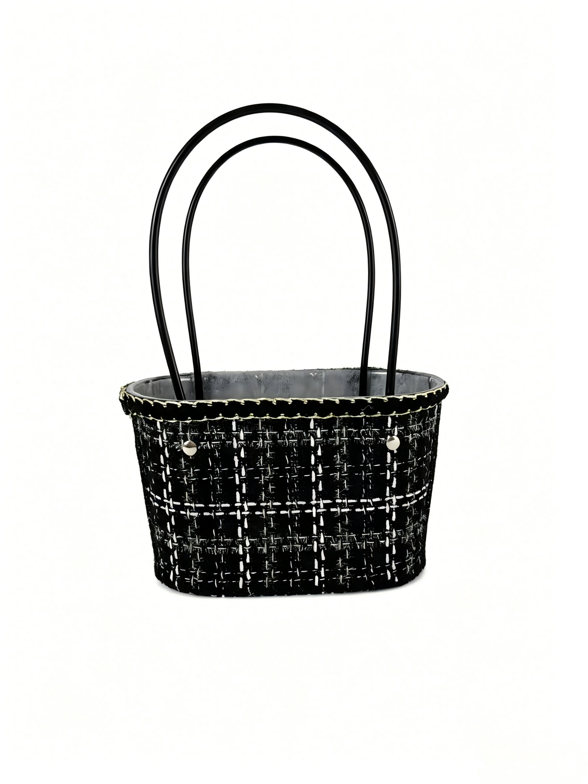 Custom Black Fabric & PET Hanging Gift Basket | Elegant Woven Basket with Sturdy Handles