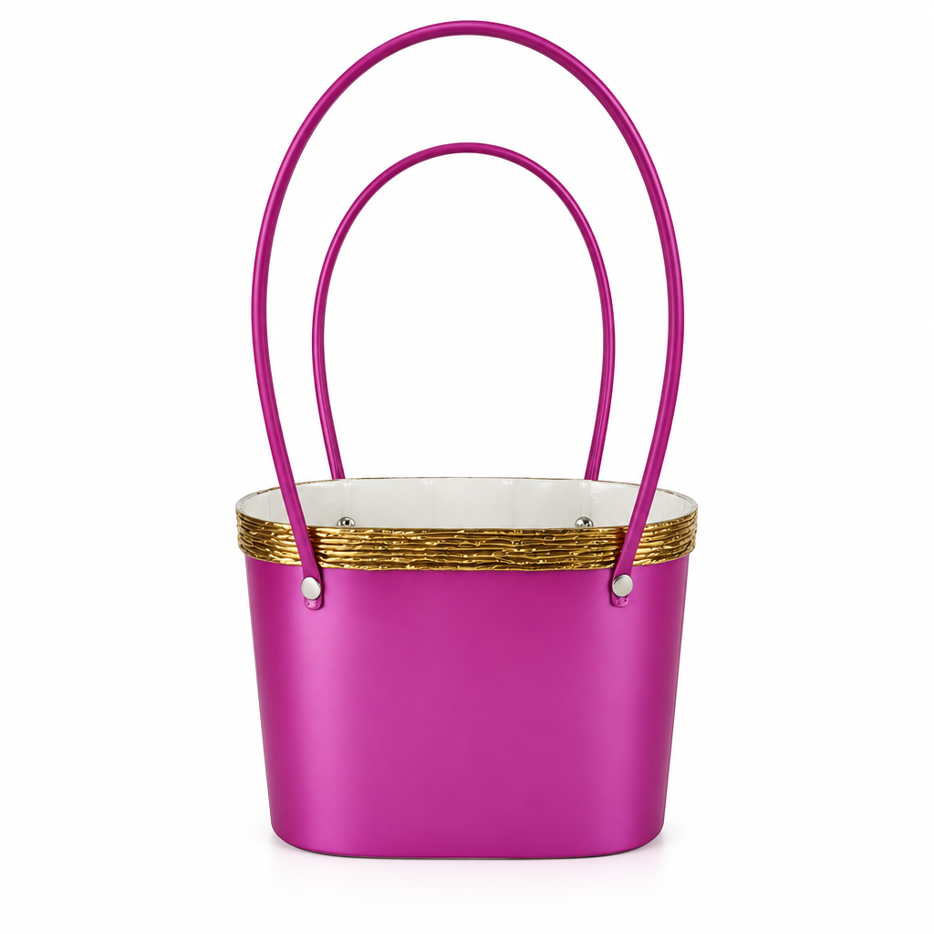 Custom Purple Easter Gift Basket with Elegant Gold Trim | Reusable Holiday & Party Gift Tote