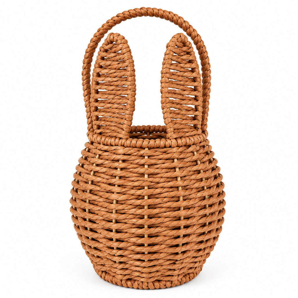 Natural Brown Woven Bunny Basket for Easter Gifts, Kids & Home Décor