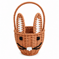 Handwoven Smiling Bunny Basket with Handle – Kids Easter Gift & Candy Basket