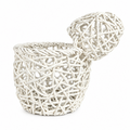 White Woven Floral Display Basket with Artistic Open-Weave Design