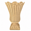 Decorative Handwoven Wicker Floor Planter with Pedestal Base and Floral Edge