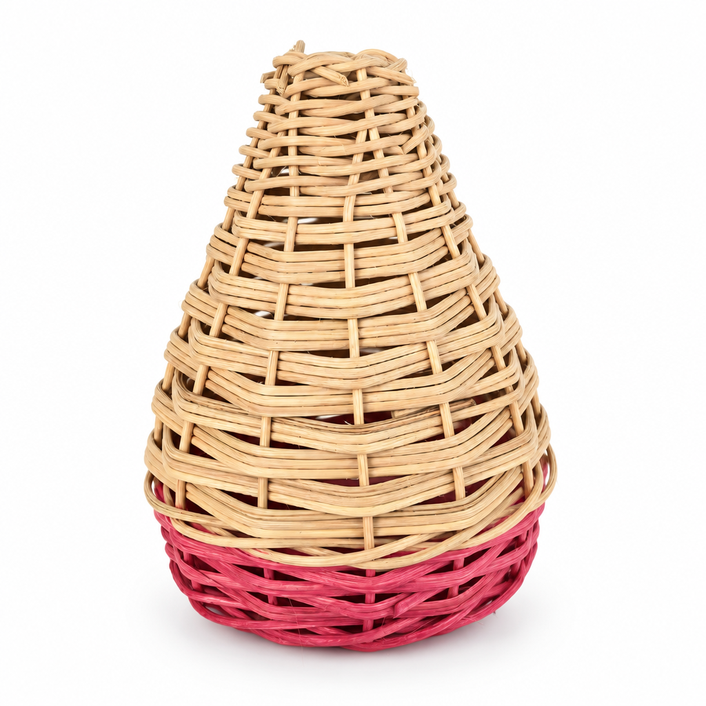 Handwoven Natural Rattan Wicker Vase Basket – Rustic Floral Arrangement & Home Decor