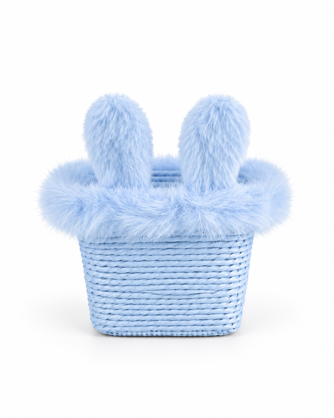 Bunny Ear Woven Storage Basket | Kids Toy Clothes & Small Item Organizer | Plush Rabbit Home Decor Basket