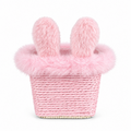 Bunny Ear Woven Storage Basket | Kids Toy Clothes & Small Item Organizer | Plush Rabbit Home Decor Basket