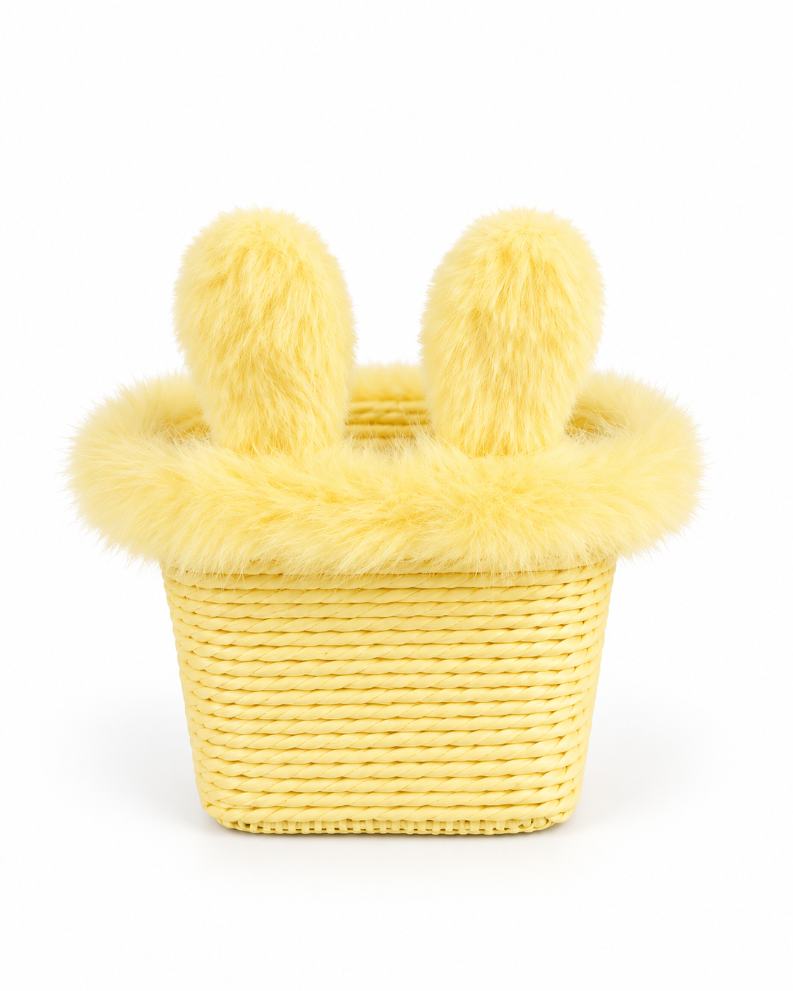 Bunny Ear Woven Storage Basket | Kids Toy Clothes & Small Item Organizer | Plush Rabbit Home Decor Basket