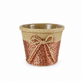Custom Woven Christmas Gift Basket with Elegant Bow Detail | Handmade Holiday Planter & Gift Basket